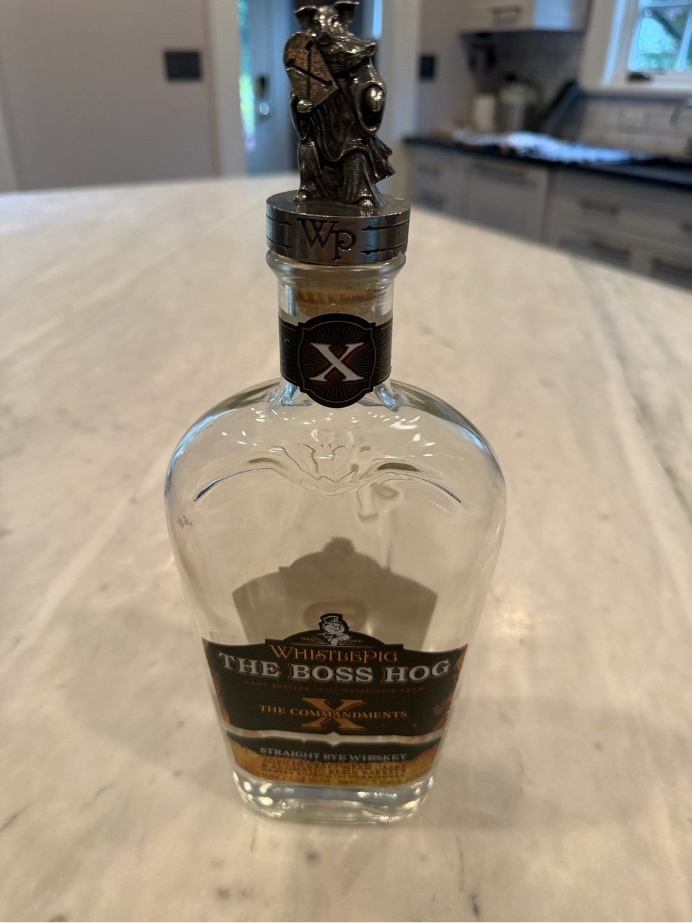 The Boss Hog Decorative Bottle Accent - Clear Glass with Black Label